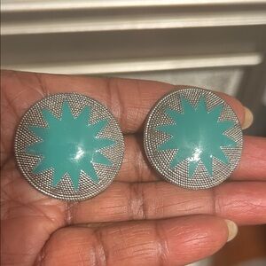 Vintage Silver and Turquoise Starburst Earrings